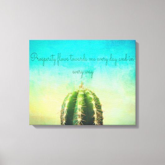 Welvaart Mantra met een minimalistisch cactuscanva Canvas Afdruk (Voorkant)