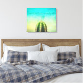 Welvaart Mantra met een minimalistisch cactuscanva Canvas Afdruk (Insitu (Slaapkamer))