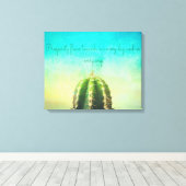 Welvaart Mantra met een minimalistisch cactuscanva Canvas Afdruk (Insitu (Houten vloer))