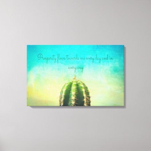 Welvaart Mantra met een minimalistisch cactuscanva Canvas Afdruk (Voorkant)