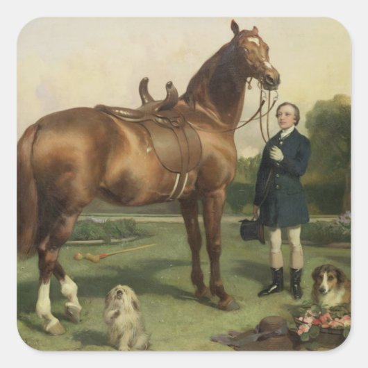 Welvaart (olie op doek) vierkante sticker (Voorkant)