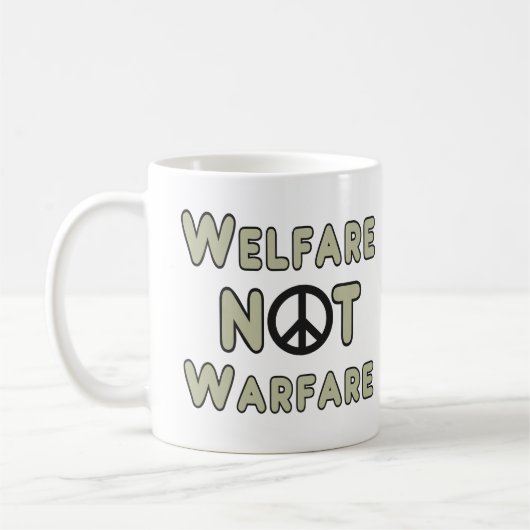 Welzijn, geen oorlog koffiemok (Links)