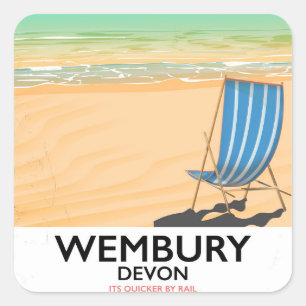 Wembury Devon Beach reisposter Vierkante Sticker
