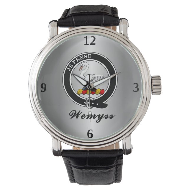 Wemyss Clan Badge gepersonaliseerd Horloge (Voorkant)