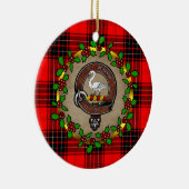 Wemyss Clan Badge & Tartan Gepersonaliseerde Kerst Keramisch Ornament (Rechts)
