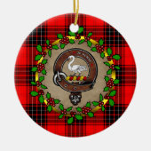 Wemyss Clan Badge & Tartan Gepersonaliseerde Kerst Keramisch Ornament (Voorkant)