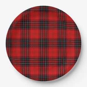 Wemyss tartan red black plaid papieren bordje