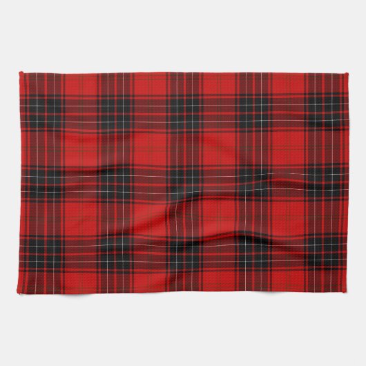 Wemyss tartan red black plaid theedoek (Horizontaal)