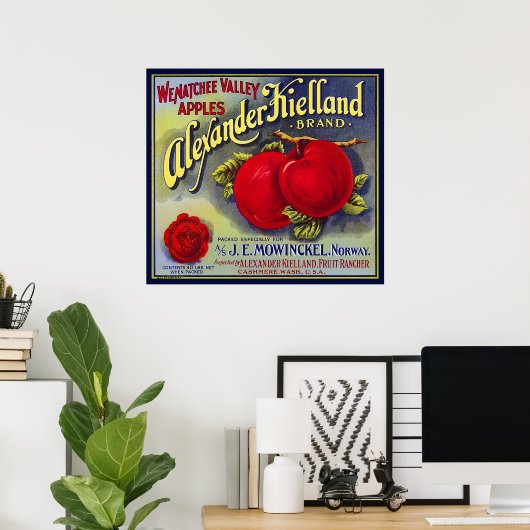WENATCHEE VALLEY APPLES FRUIT CRATE LABEL 1910 POSTER (Thuiskantoor)