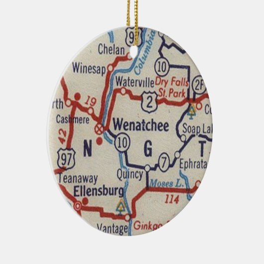 Wenatchee WA  kaart Keramisch Ornament (Rechts)