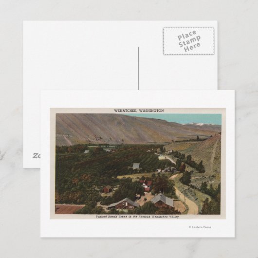 Wenatchee, WABird's Eye of Ranch in de Valley Briefkaart (Voorkant / Achterkant)