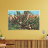 Wenatchee, WAView of Apple Orchard & Workers Canvas Afdruk (Insitu (Woonkamer))