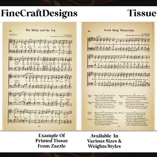 Wenceslas + Holly Ivy Bladmuziek DU6F Decoupage Tissuepapier