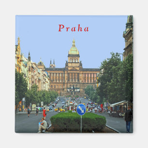 Wenceslas Square en het Nationaal Museum in Praag Magneet