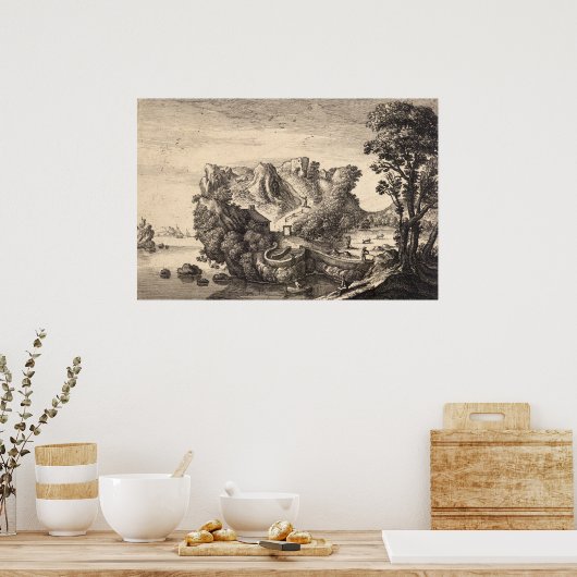 Wenceslaus Hollar Print: Gezichtsvormig landschap Poster (Keuken)