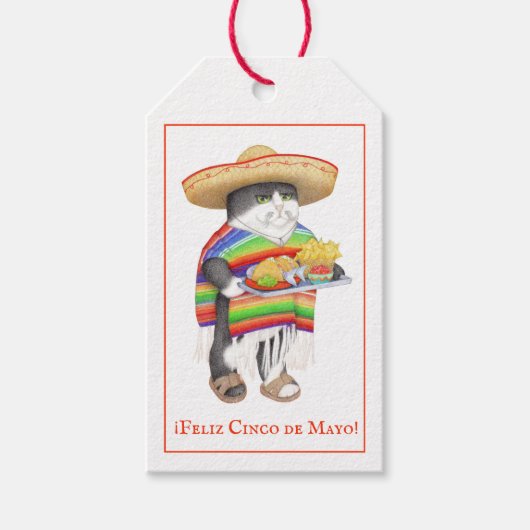 WENDELITO CAT Cinco de Mayo Cadeaubijslabjes Cadeaulabel (Voorkant)