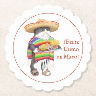 WENDELITO Cinco de Mayo ScallopRound Paper-Onderze Kartonnen Onderzetters