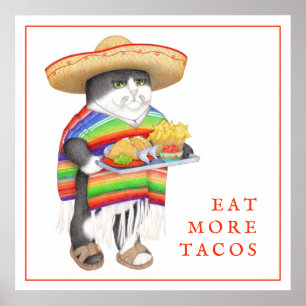 WENDELITO eet meer Tacos 12 x 12 inch Poster