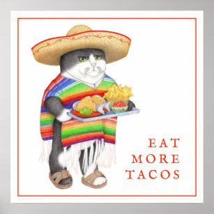 WENDELITO eet meer Tacos 12 x 12 inch Poster