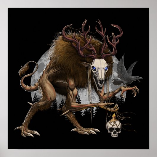 Wendigo Cryptid Creature Poster (Voorkant)