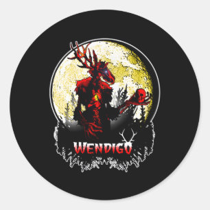 Wendigo Nieuw Monster Skinwalker Cryptid Evil Horr Ronde Sticker