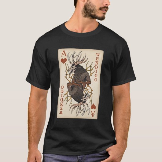Wendigo Originele Cryptid Spelen Kaart Tarot Ace V T-shirt (Voorkant)