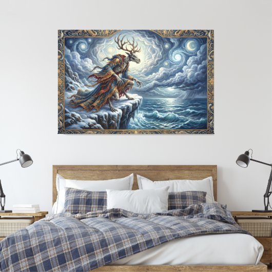 Wendigo Waakt Over Sterrenzeeën Canvas Afdruk (Insitu (Slaapkamer))