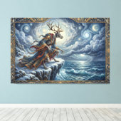 Wendigo Waakt Over Sterrenzeeën Canvas Afdruk (Insitu (Houten vloer))