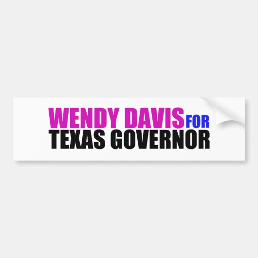 Wendy Davis voor gouverneur van Texas Bumpersticker (Voorkant)