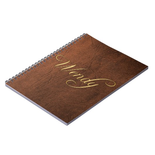 WENDY Faux Leather Brown Texture Arty Notitieboek (Linkerzijde)