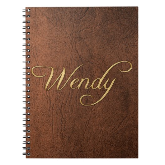WENDY Faux Leather Brown Texture Arty Notitieboek (Voorkant)