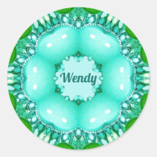 WENDY ~ Helder Abstract fractaal patroon ~ Classic Ronde Sticker