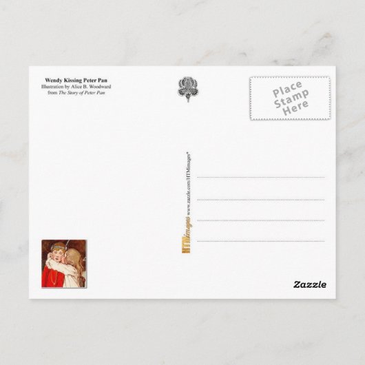 Wendy Kissing Peter Pan Briefkaart (Achterkant)