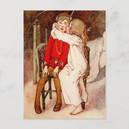 Wendy Kissing Peter Pan Briefkaart (Voorkant)