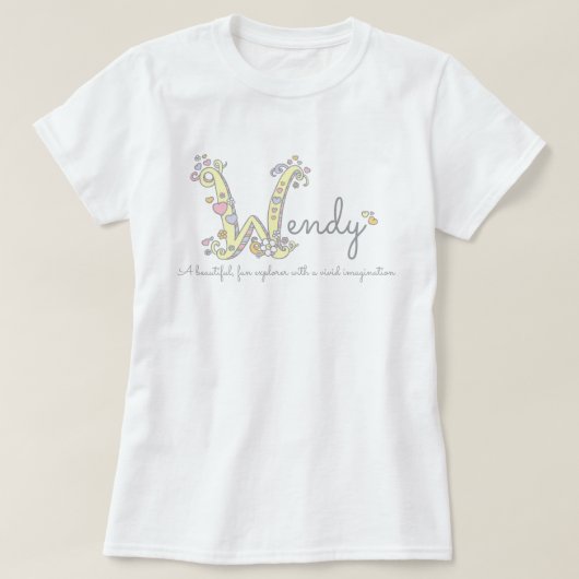 Wendy meisjesnaam betekent W monogram harten T-shirt (Design voorkant)