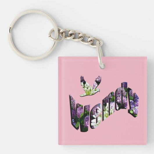 Wendy, naam, Floral Logo, Sleutelhanger (voorkant)