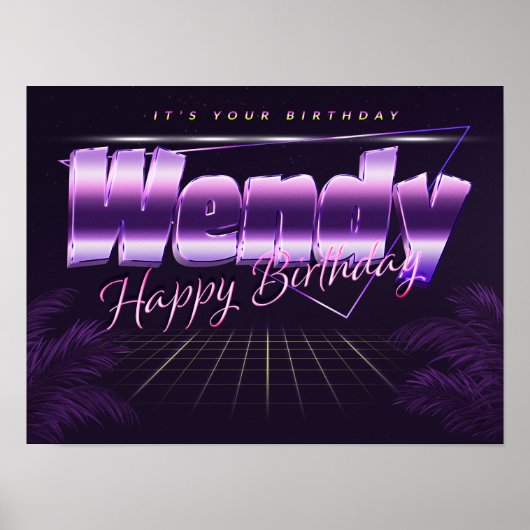 Wendy Name Vorname retro Poster Geburtstag (Voorkant)
