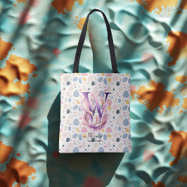 Wendy's Whimsical Bloom - Boho Floral Monogram W Tote Bag