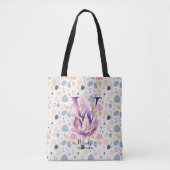 Wendy's Whimsical Bloom - Boho Floral Monogram W Tote Bag (Voorkant)