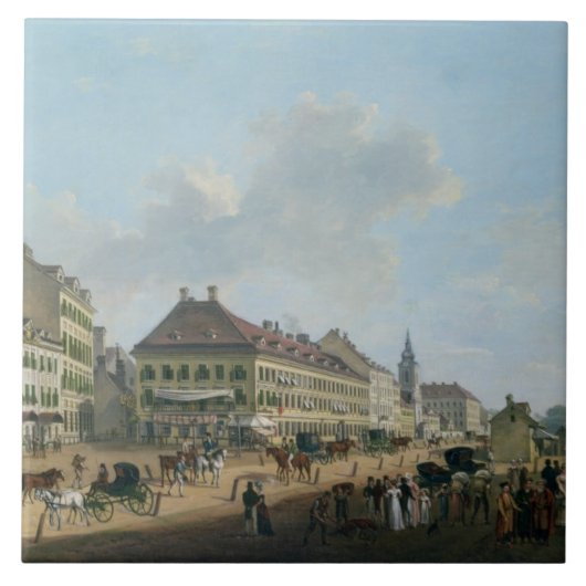 Wenen, de promenade, 1824 (olie op doek) tegeltje (Voorkant)