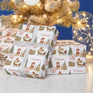 Wenen Kerst Aquarel – Knus Winter Oostenrijk Cadeaupapier