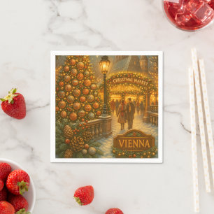 Wenen Kerstmarkt Vintage Vakantie Reizen Servet