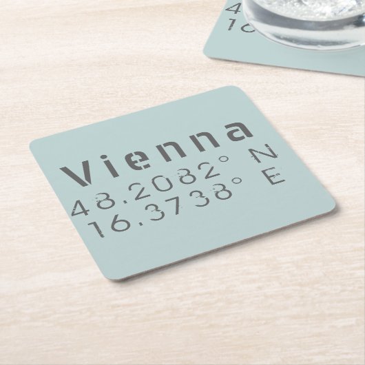 Wenen Latitude-lengtegraad Kartonnen Onderzetters (Schuin)