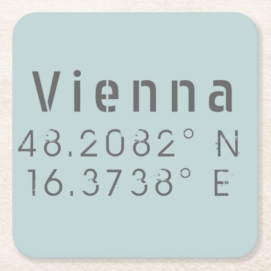 Wenen Latitude-lengtegraad Kartonnen Onderzetters (Voorkant)