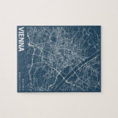 Wenen minimalistische stadskaartkunst in blauw legpuzzel (Horizontaal)