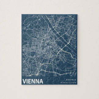 Wenen minimalistische stadskaartkunst in blauw legpuzzel