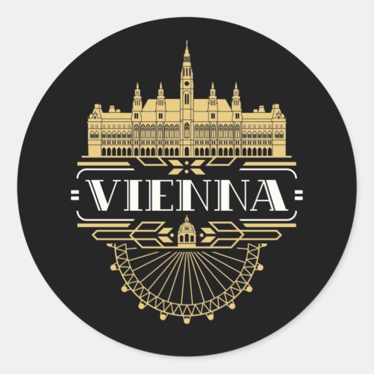 Wenen Oostenrijk Art Deco Aesthetic Souvenir Ronde Sticker (Voorkant)