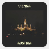 Wenen, Oostenrijk bij nacht Vierkante Sticker (Voorkant)