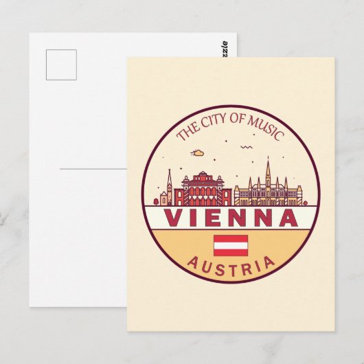 Wenen Oostenrijk City Skyline Emblem Briefkaart (Voorkant / Achterkant)