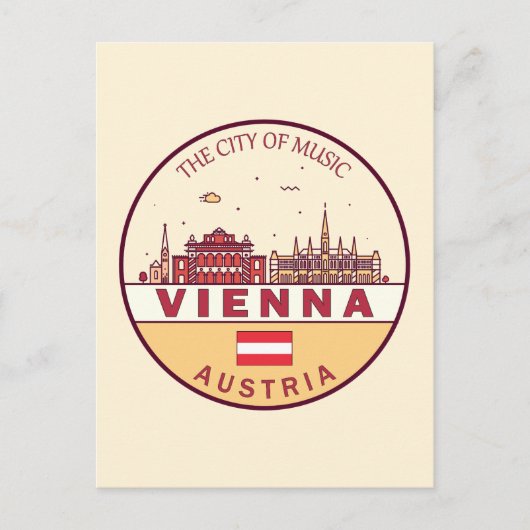 Wenen Oostenrijk City Skyline Emblem Briefkaart (Voorkant)